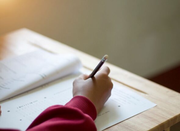 students-uniform-are-doing-test-classroom
